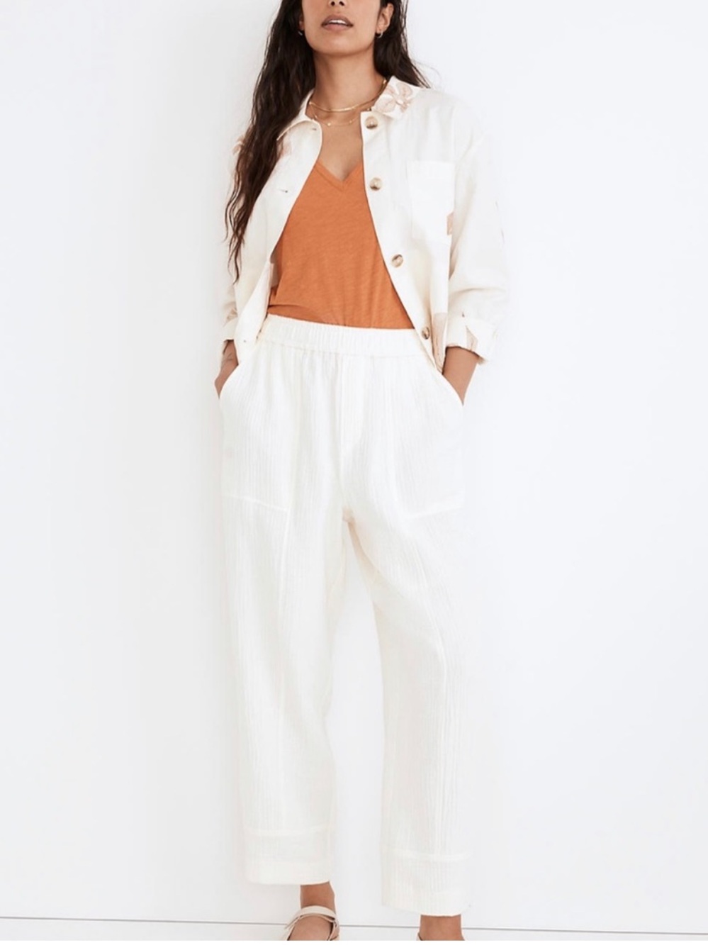 Madewell Huston Lightspun Double Gauze Cotton
Pull-On Crop Pants Medium